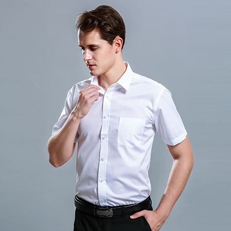 白色衬衫男士短袖商务修身工作服