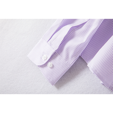 紫色条纹长袖衬衫男女同款工作服